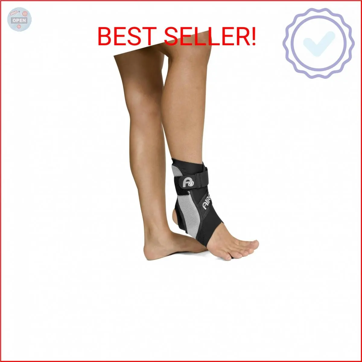 Aircast A60 Ankle Support Brace Left Foot Black Medium Shoe Size: Men`s 7.5