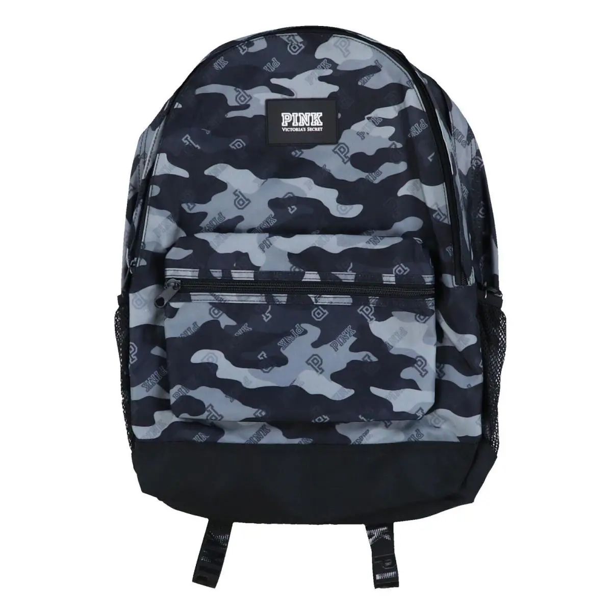 Victoria`s Secret Pink Backpack Campus Bookbag School Bag Pockets Zip Travel - Gray Camo, Exterior: Multicolor