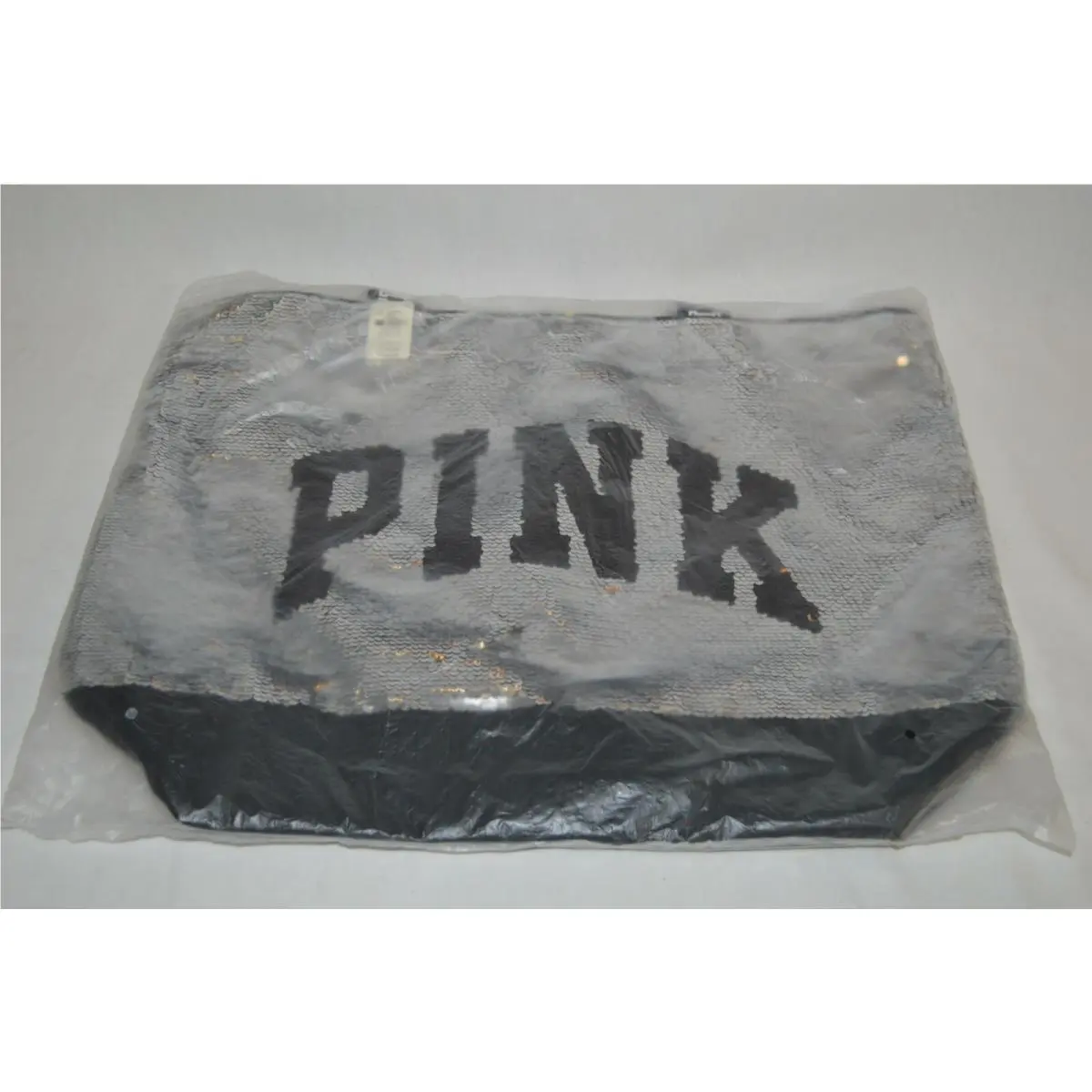 Victoria Secret Pink Bling Sequin Tote Bag Silver Black