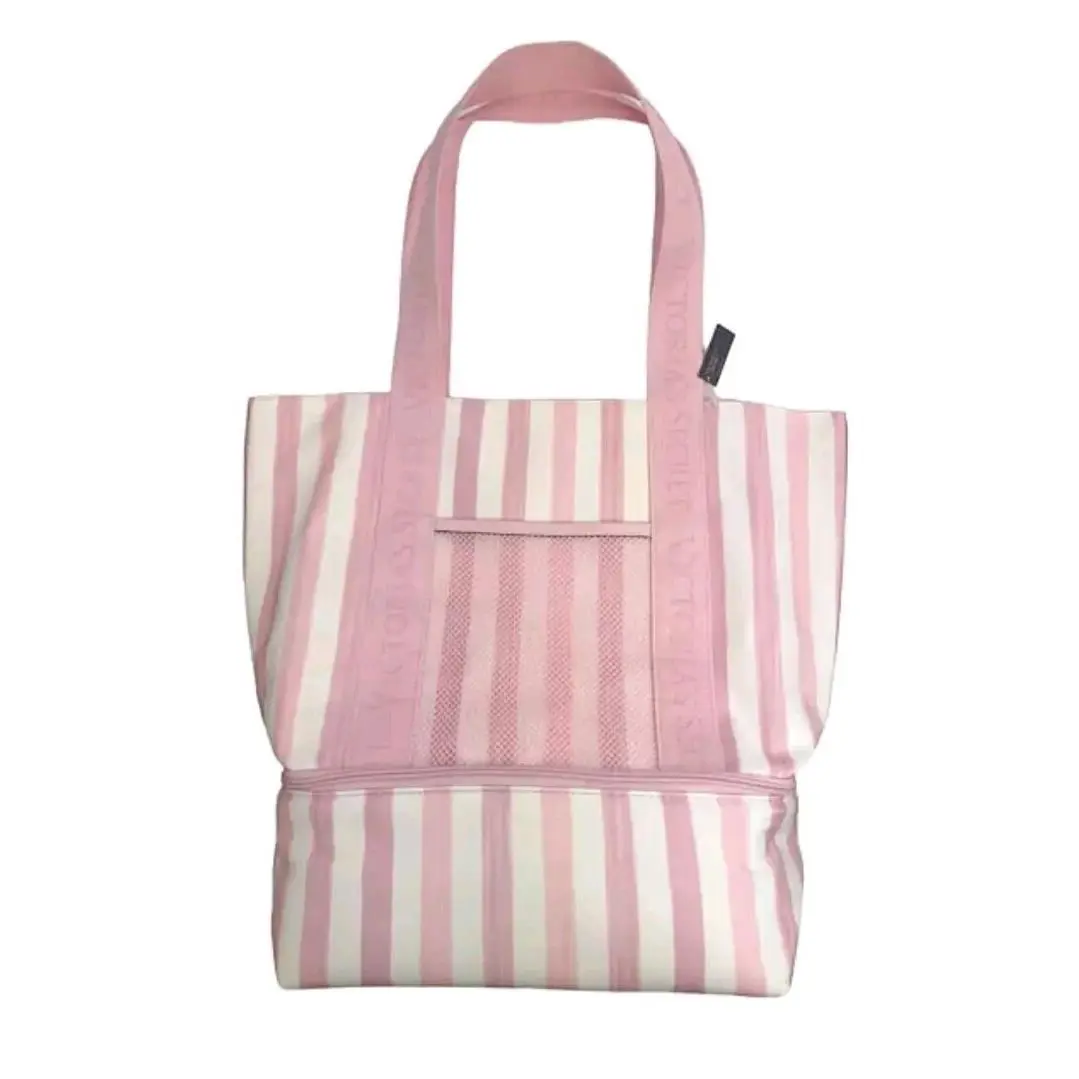 Victoria s Secret Cooler Bag/tote Iconic Pink/white Striped Beach Bag Tote