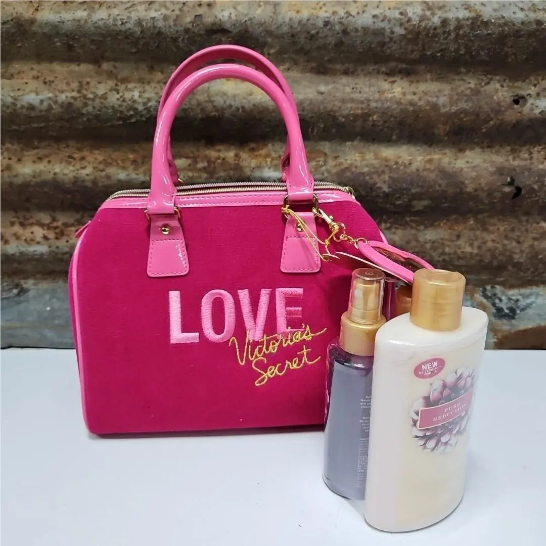 Victoria Secret Pink Velour Pure Seduction Shoulder Bag Purse Y2K Mcbling