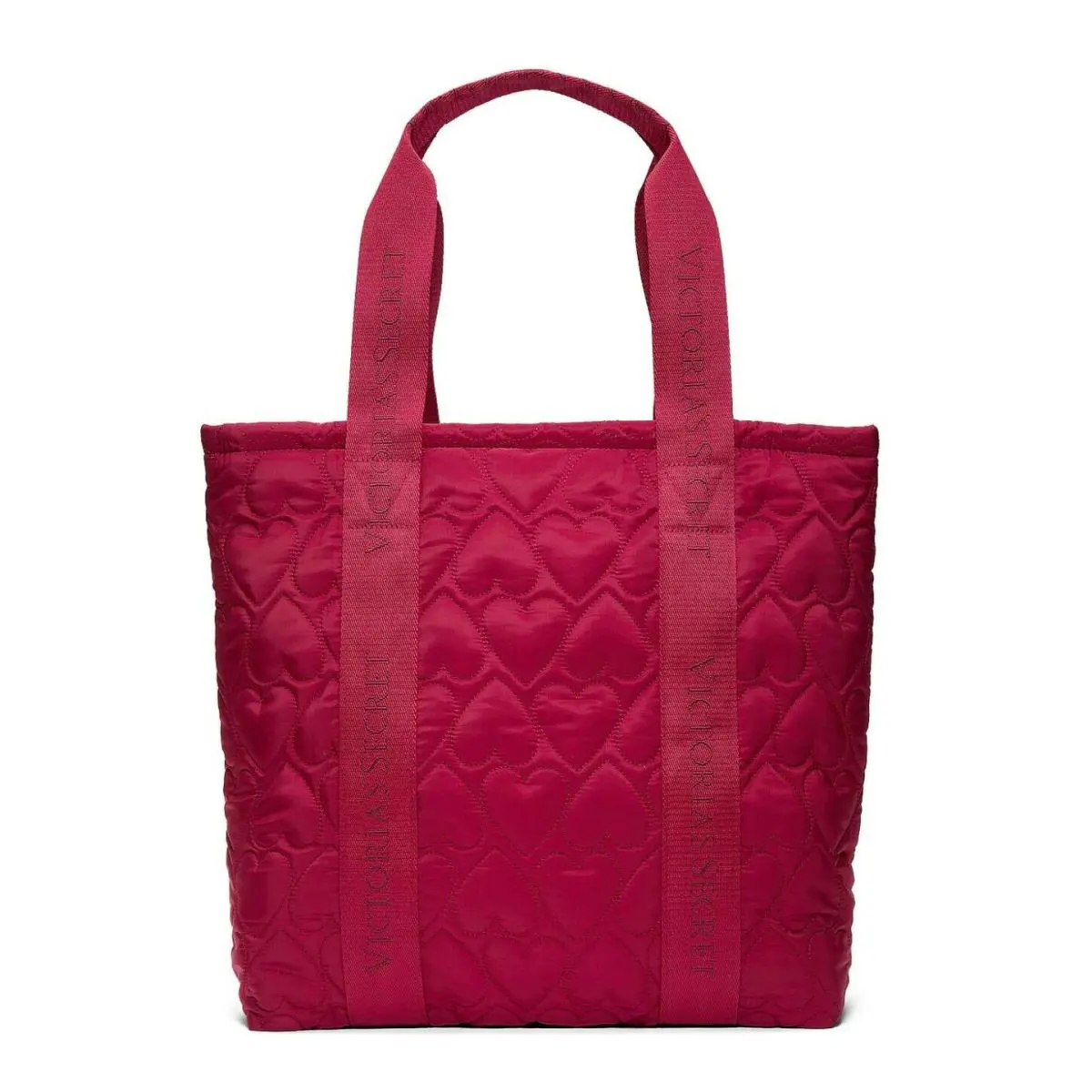 Victoria`s Secret Red Heart Valentine`s Day Victoria Puffy Tote Overnight Bag