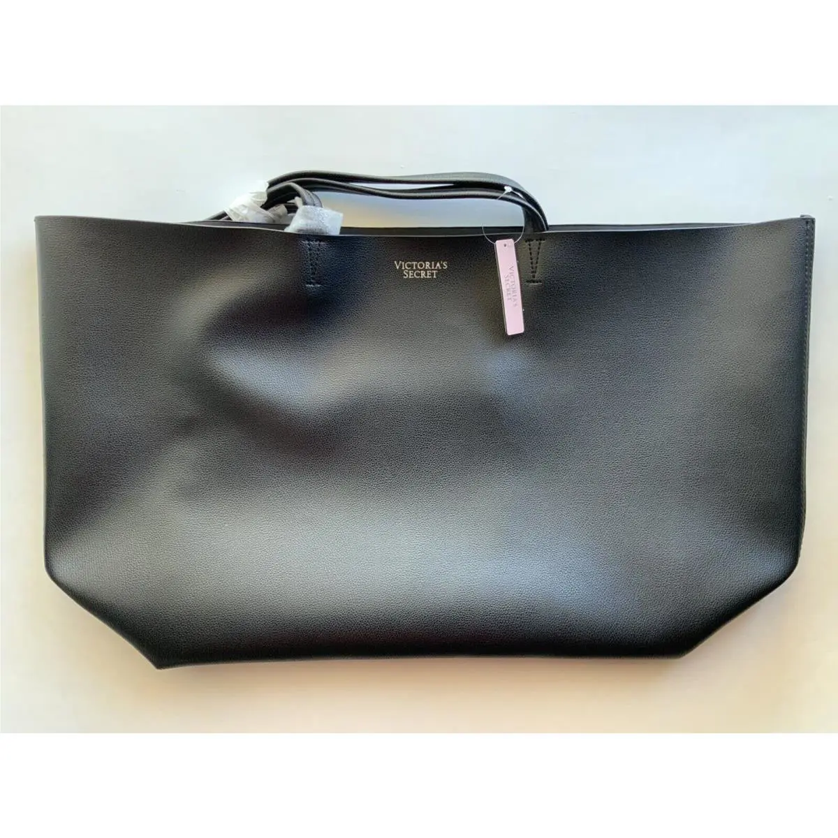Victorias Secret Womens Large Leather Tote Black In Bag