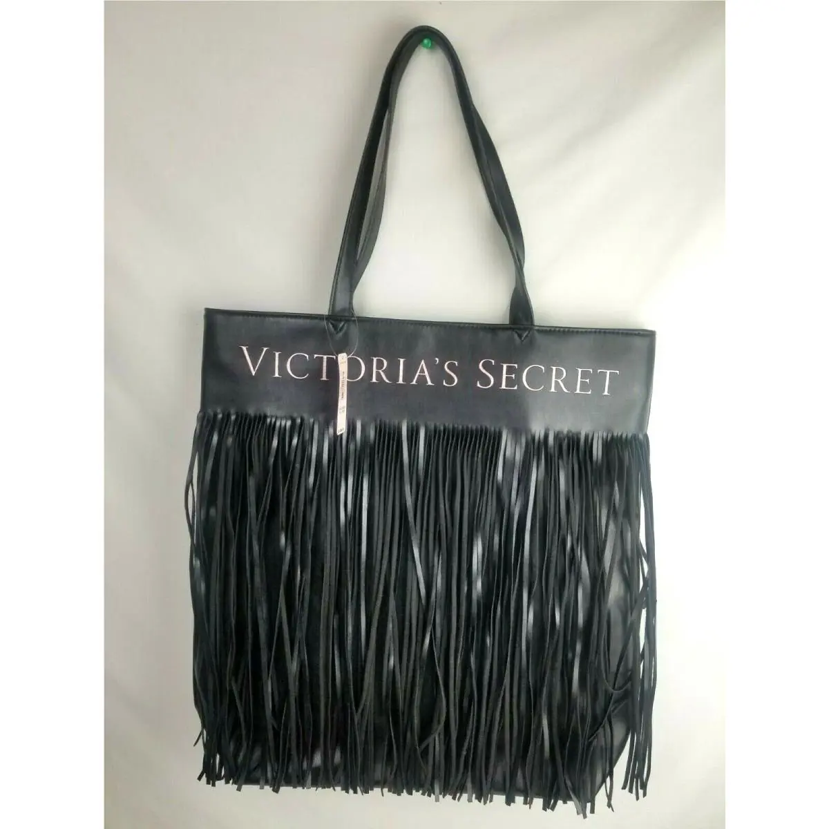 Victoria`s Secret Limited Edition Black Leather Bag with Tassels - 17 x16