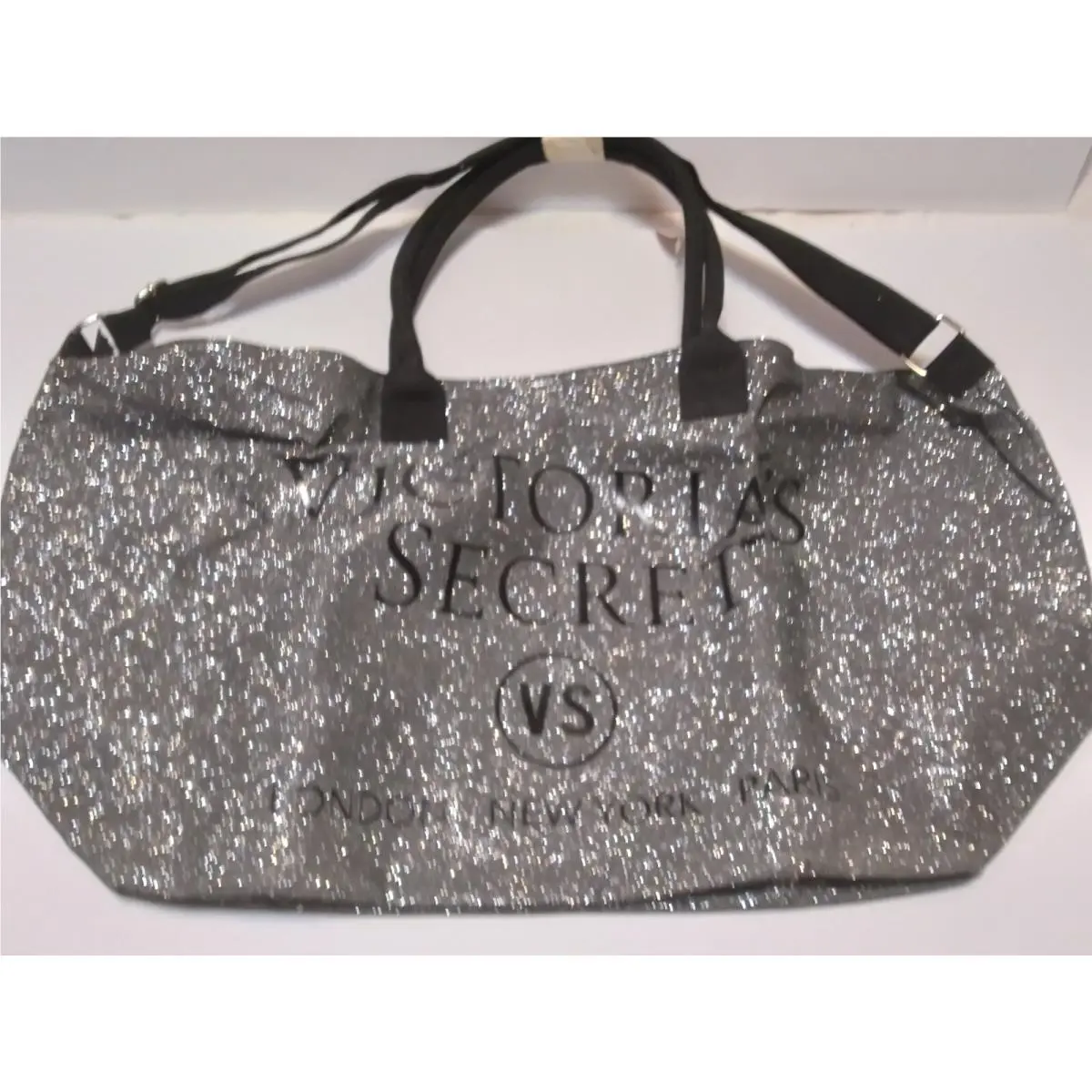 Victorias Secret Super Model Bag Tote XL Glitter London Paris York