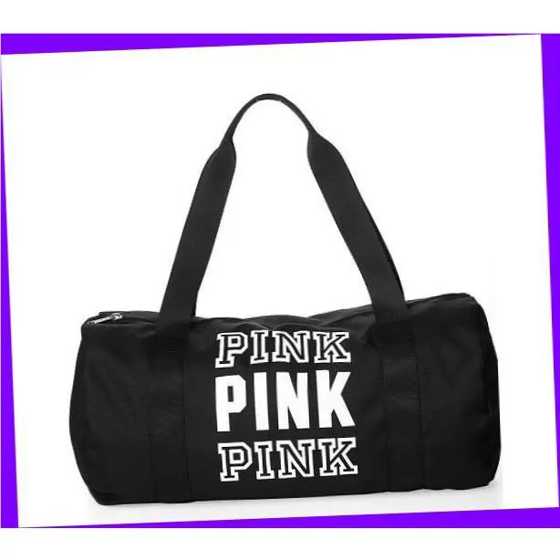 Victoria`s Secret Pink Gym Bag Duffle Purse Tote Handbag Shopper Black Color