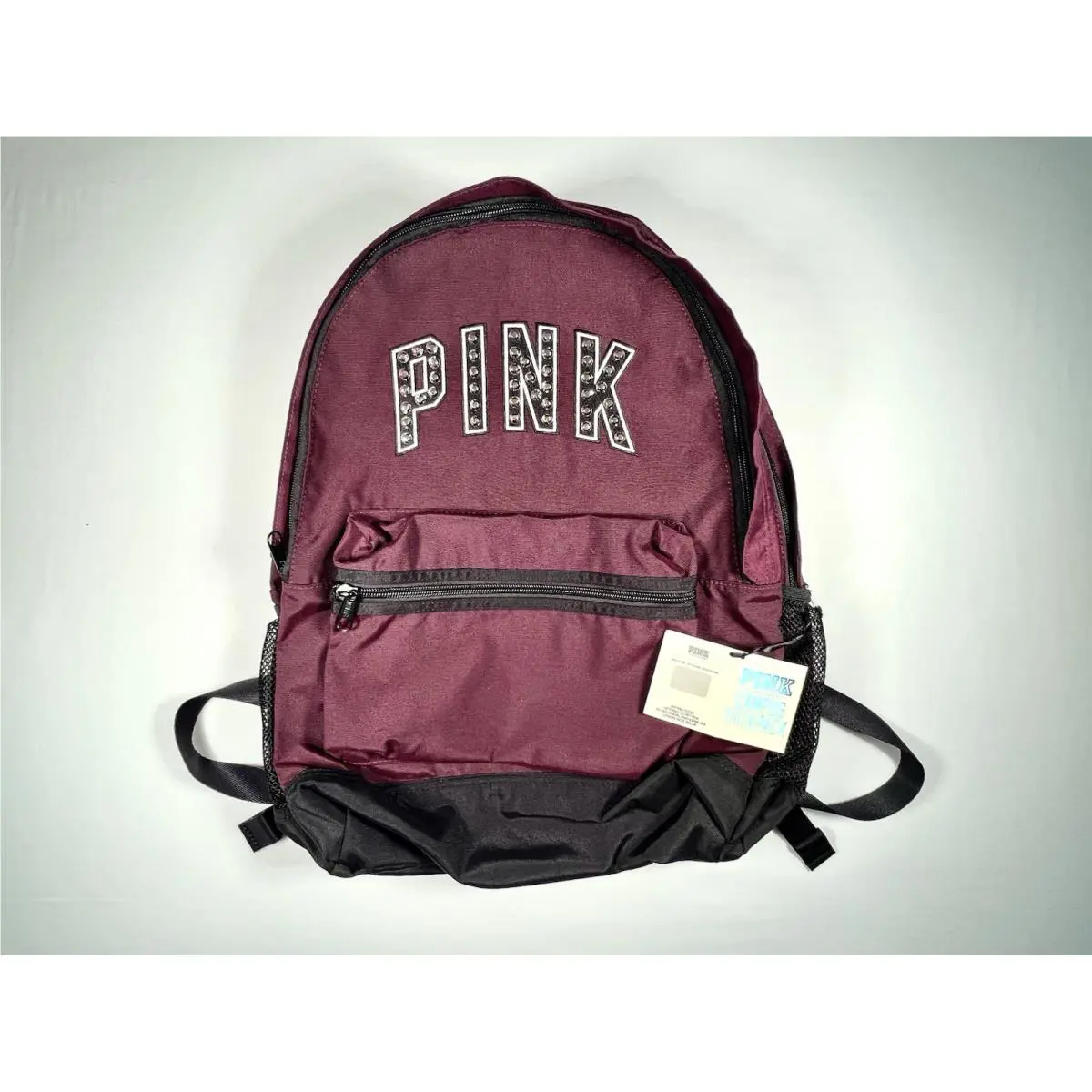 Victoria`s Secret Pink Backpack Black Corduroy Travel Bag School