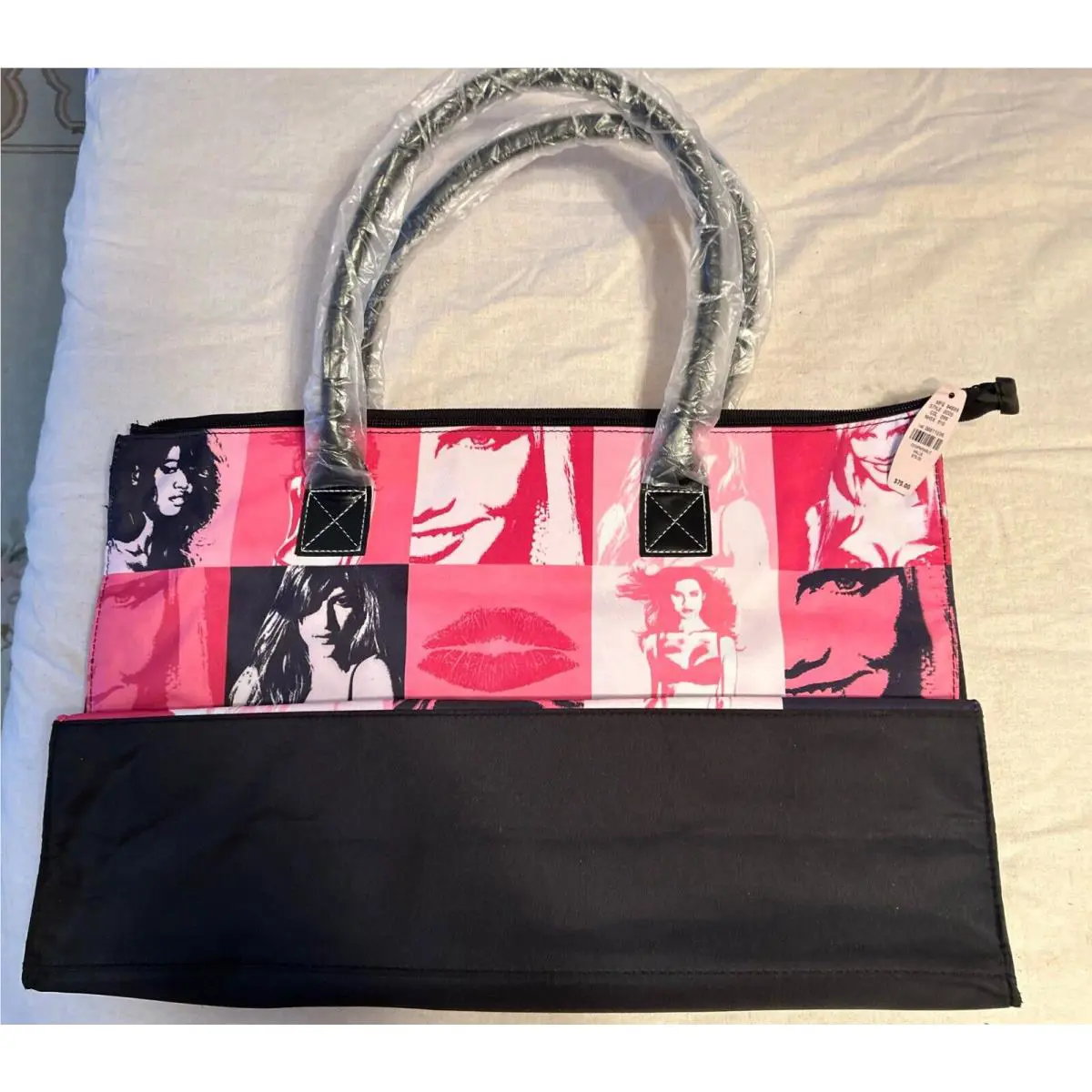 Victoria`s Secret Large Weekend Tote Pink White Black Vintage Approx 13 x 18 X 5