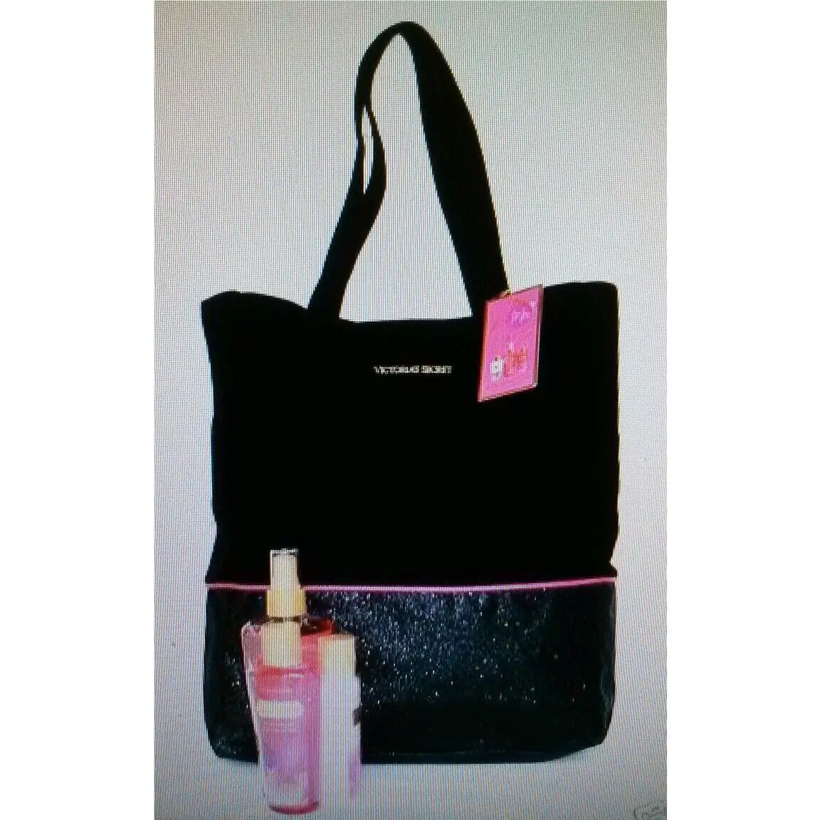 Pure Seduction Bling Black Tote Bag Body Wash Lotion Mist 4 PC Victoria`s Secret