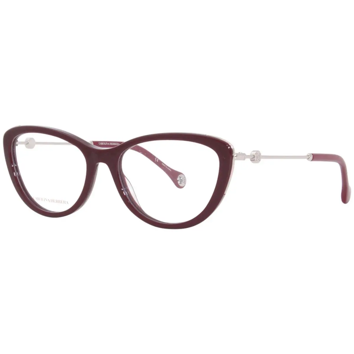 Carolina Herrera CH-0021 Lhf Eyeglasses Women`s Burgundy Full Rim Cat Eye 54mm - Frame: Red