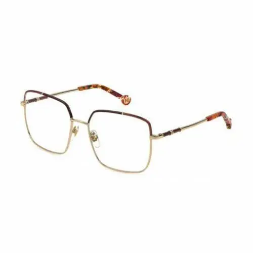 Carolina Herrera VHE178 0492 Gold Burgundy Eyeglasses 55/17/140 with Case - Frame: Gold & Burgundy, Manufacturer: 0492