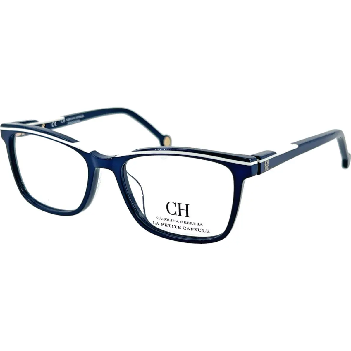 Carolina Herrera VHE836K Women`s Plastic Eyeglass Frame 0D82 Blue/white 51-16 - Frame: Blue