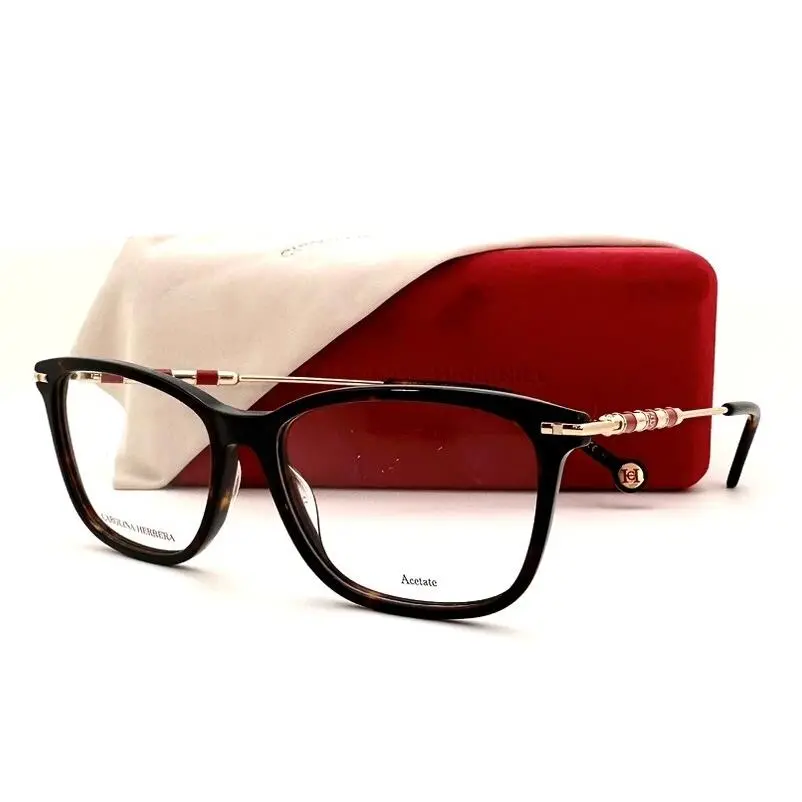 Carolina Herrera Eyeglasses Her 0102 086 Havana 54-15-145 with Case