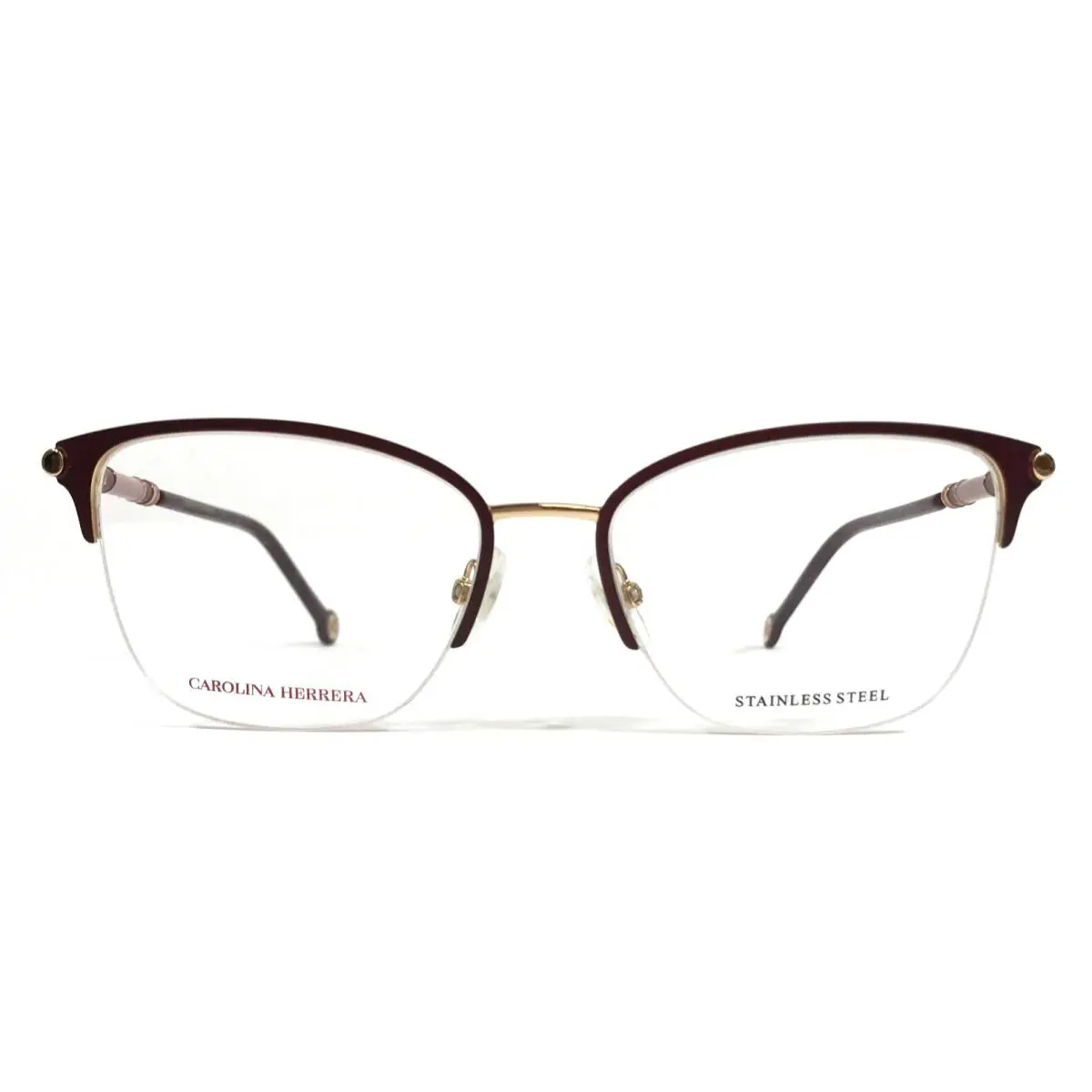 Carolina Herrera Eyeglasses Frames CH0033 Noa Gold Burgundy Cat Eye 53-17-145
