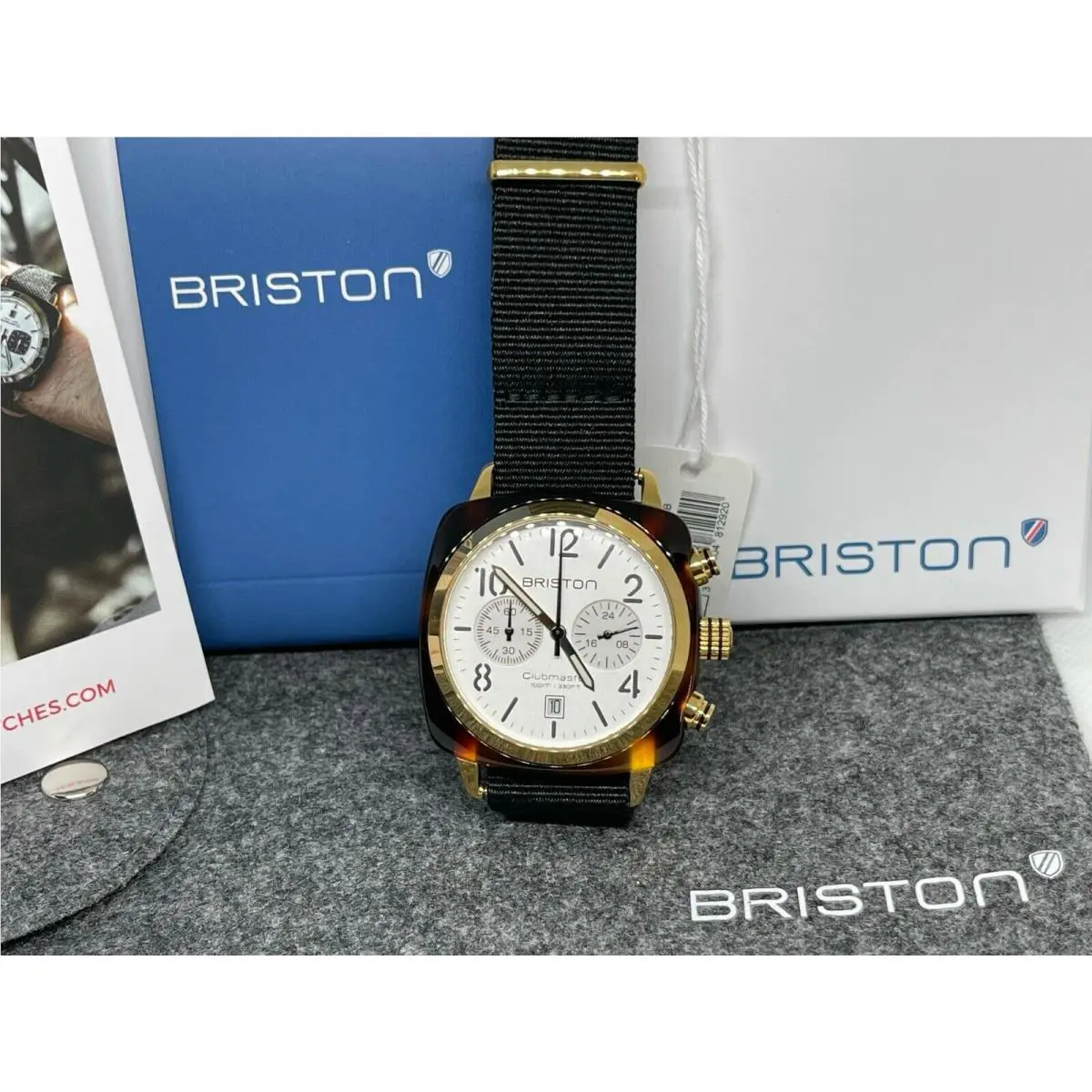 Clubmaster Chronograph White Dial Watch 17140.PYA.T.2.NB by Briston