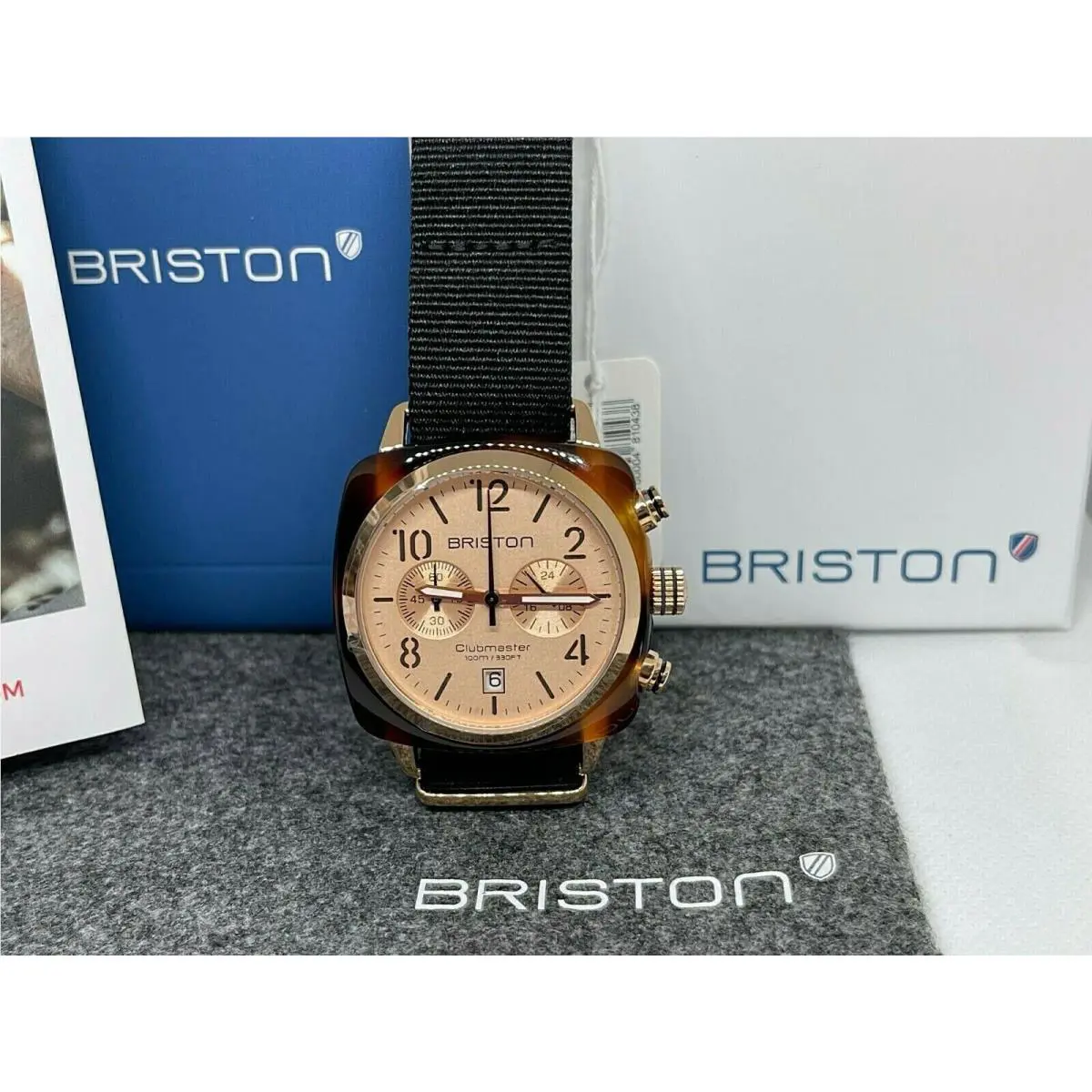 Clubmaster Chronograph Rose Gold Dial Watch 14140.PRA.T.6.NB by Briston