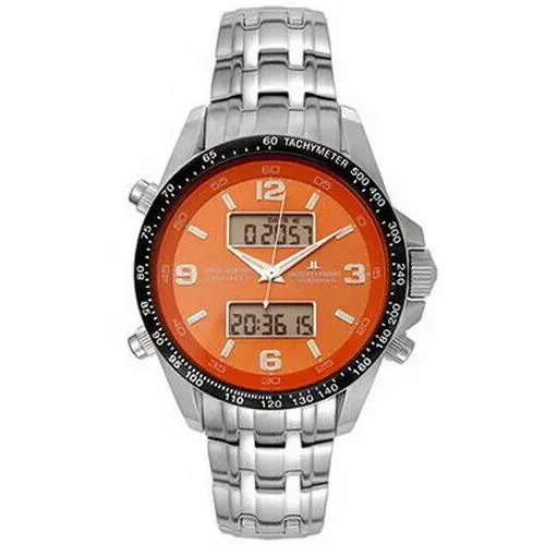 Jacques Lemans 1-1241C Liverpool Orange Dial Digital Analog Mens Watch