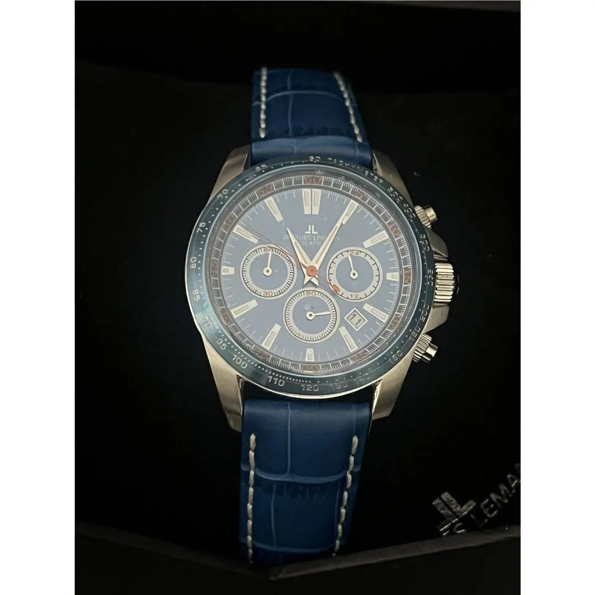 Watch 1-1836B with Box Warranty Chronograph by Jacques Lemans