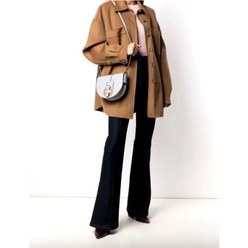 Chloe Women’s Darryl Calfskin Leather Saddle Crossbody Bag-light Cloud