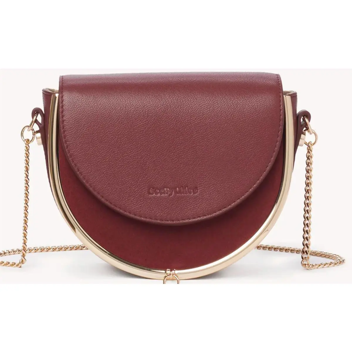 See by Chloe Mara Small Leather Suede Evening Bag Burnt Mahogany/gold Hardw