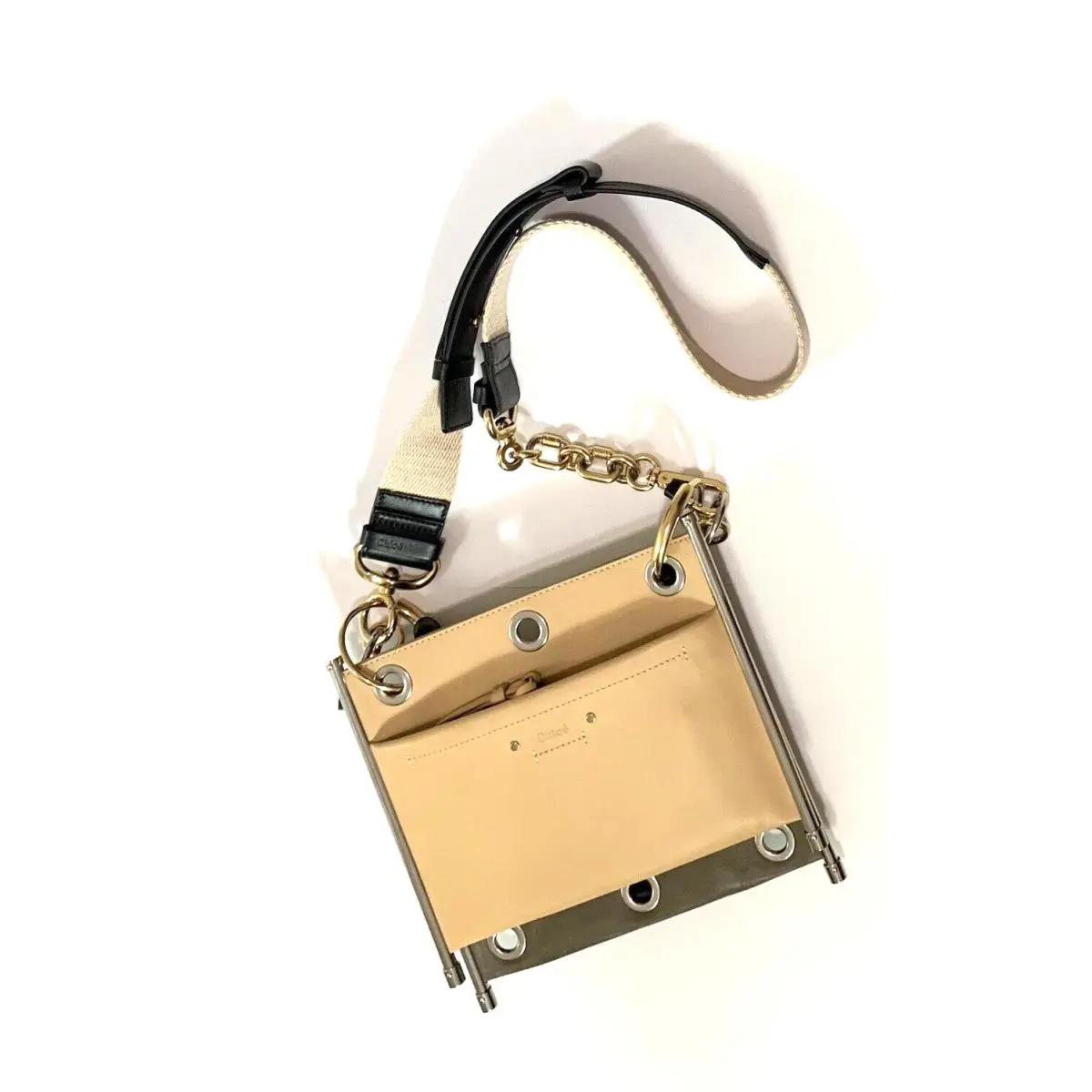 Chloé Roy Double Clutch 5 Way Shoulder Crossbody Beige/gray Bag