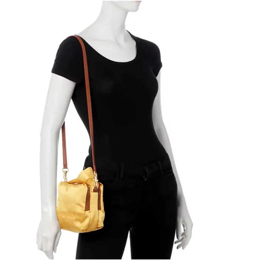 See by Chloe Tilly Small Satin Crossbody Camera Shoulder Bag Purse Golden Oil - Handle/Strap: Brown, Hardware: Gold, Exterior: Yellow multi
