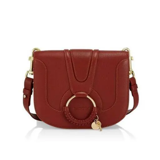 See by Chloe - Hana Leather Saddle Bag - Reddish Brown - Handle/Strap: Brown, Hardware: Gold, Exterior: Brown