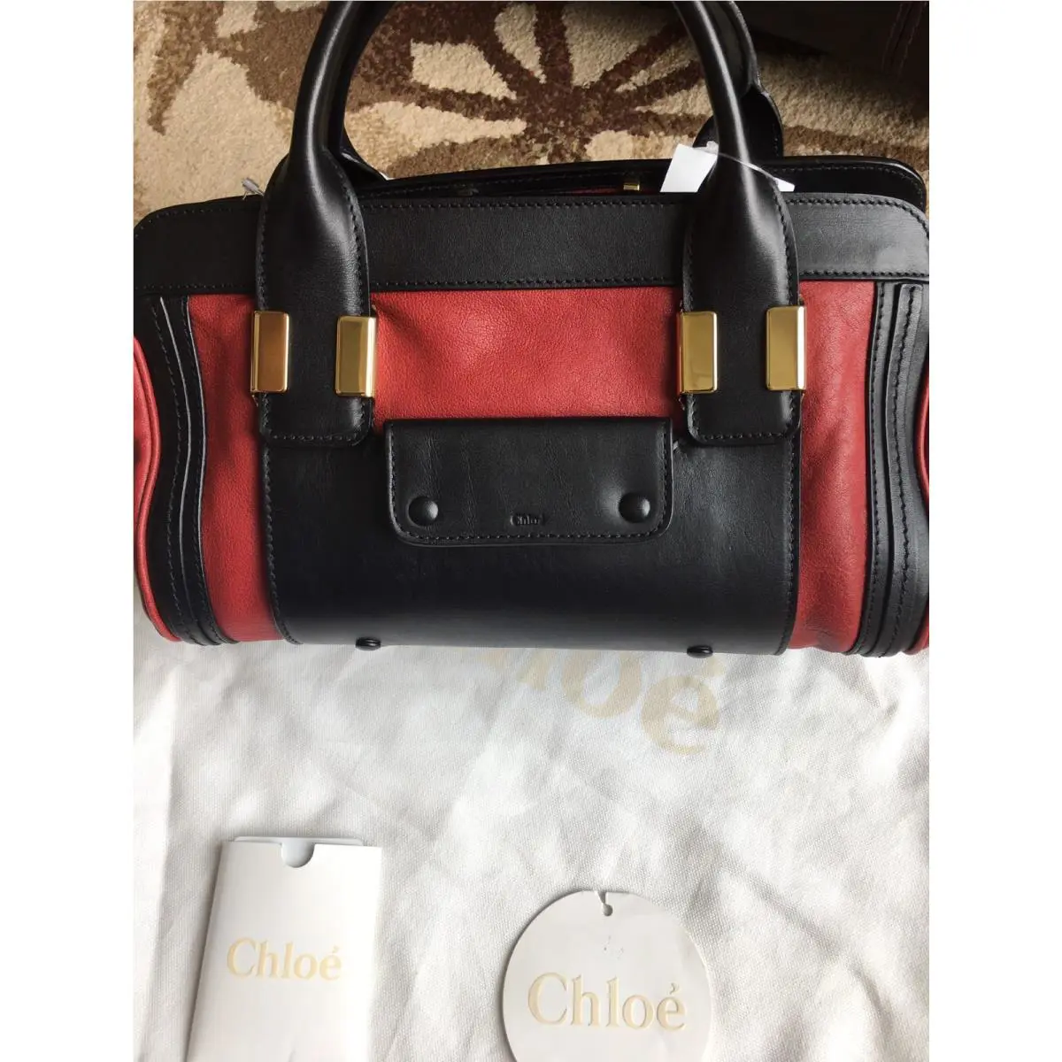 Chloe Leather Satchel Pursehandbag Black/ Red Limited Edition