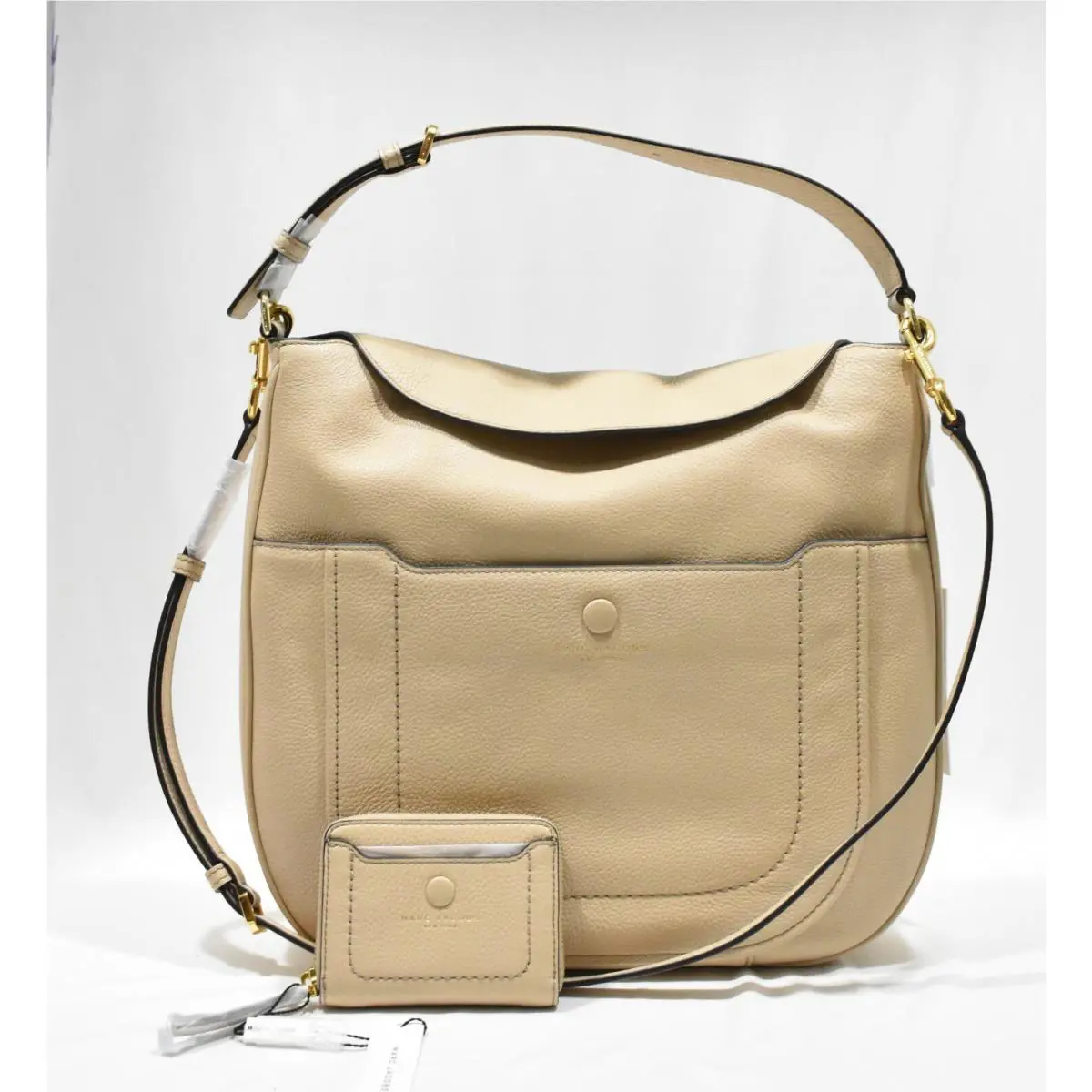 Marc Jacobs Empire City Buff Leather Hobo Bag Leather Zip Wallet Purse Set