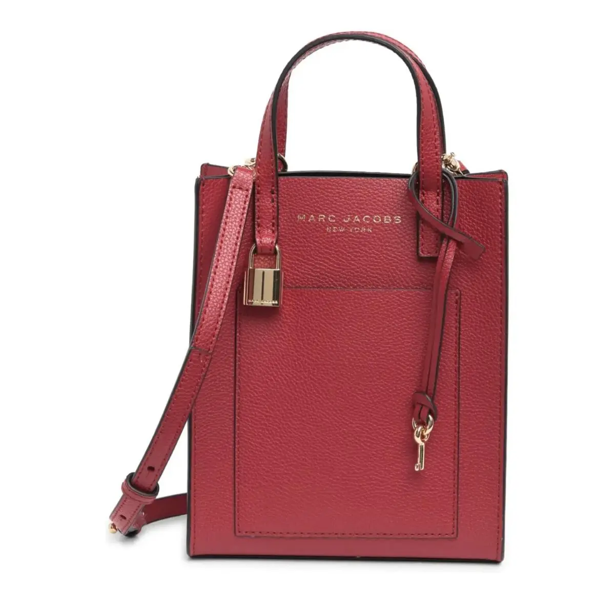 Micro Leather Tote Small Crossbody Purse Lock Key Charm Red by Marc Jacobs