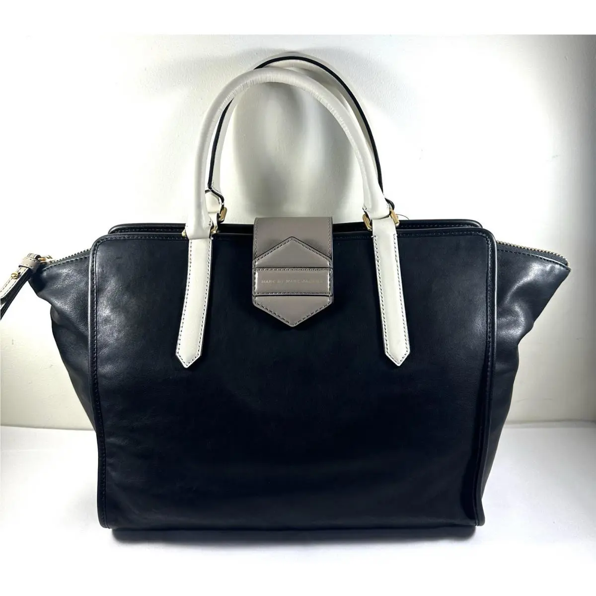 Marc Jacobs Black Multi Soft Leather Large Satchel Tote Bag
