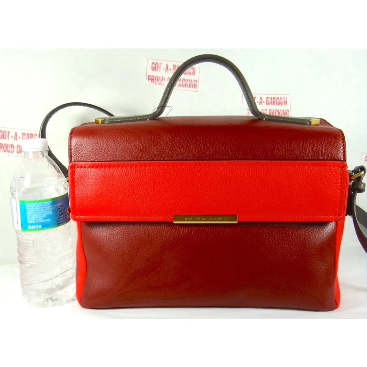 Marc Jacobs Hail TO Queen Diana Red Multi Pebbled Leather Satchel Shoulder Bag