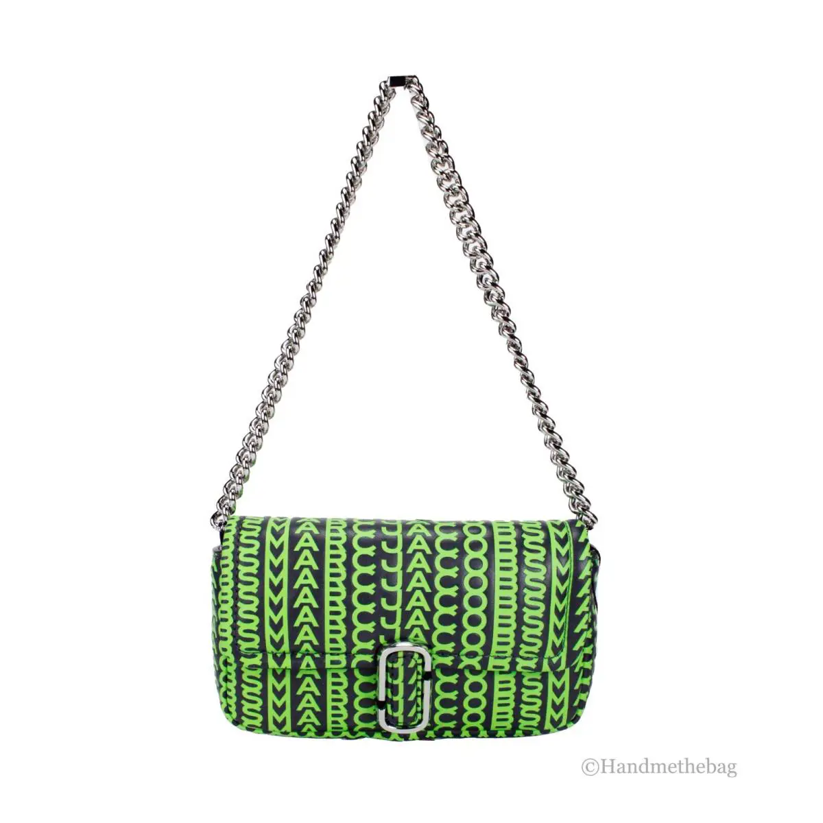 Marc Jacobs Neon Green The Monogram Leather J Marc Mini Shoulder Bag Crossbody