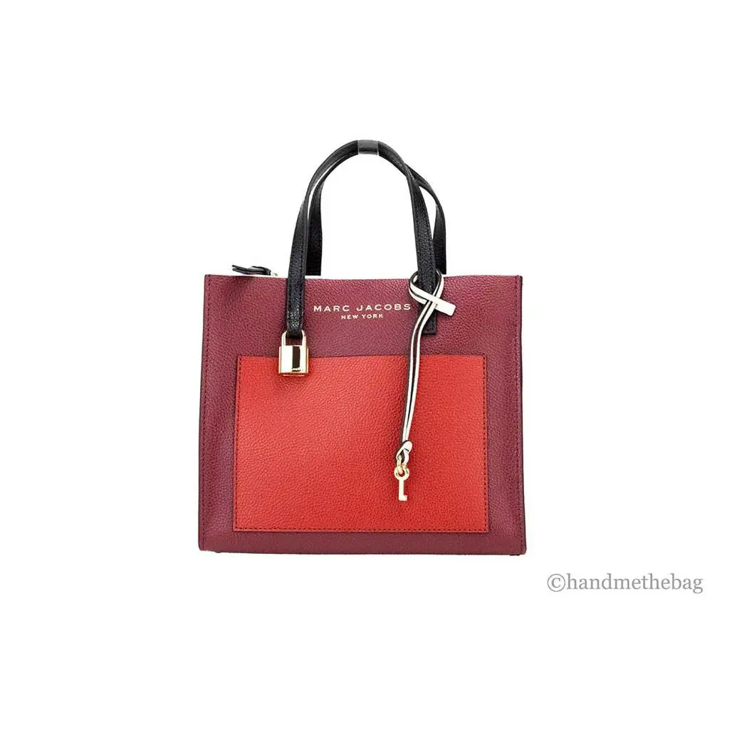 Marc Jacobs Grind Mini Pomegranate Colorblock Leather Tote Crossbody Handbag