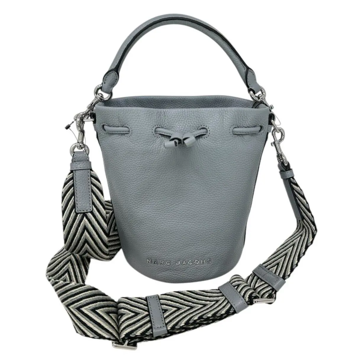 Marc Jacobs Pebble Leather Bucket Bag Crossbody Rock Grey