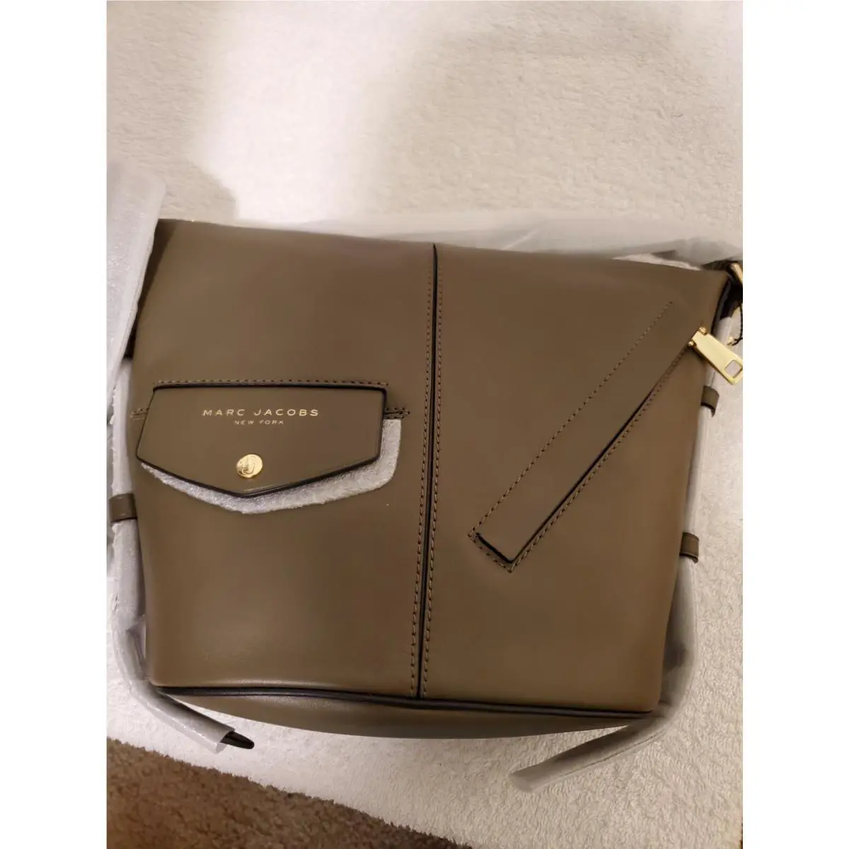 Marc Jacobs The Mini Sling Convertible Leather Hobo Purse - Military Green