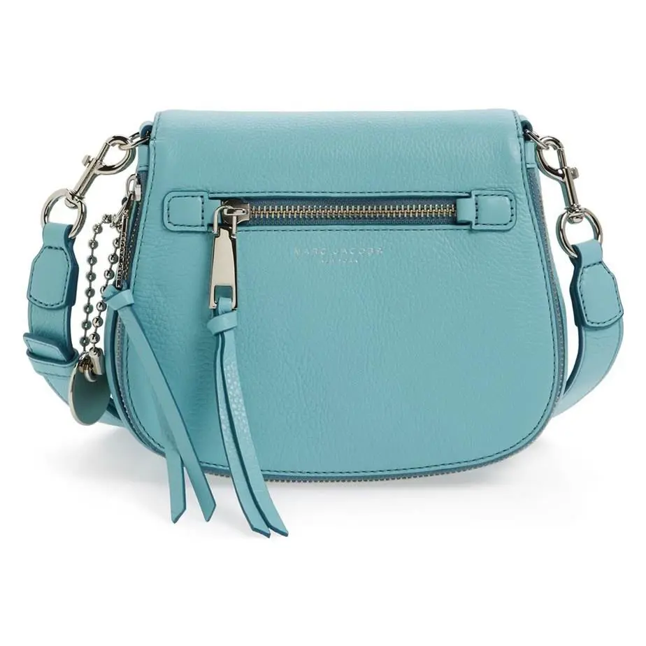 IN Plastic Marc Jacobs Recruit Saddle Bag Azure / Silver Leather Zip