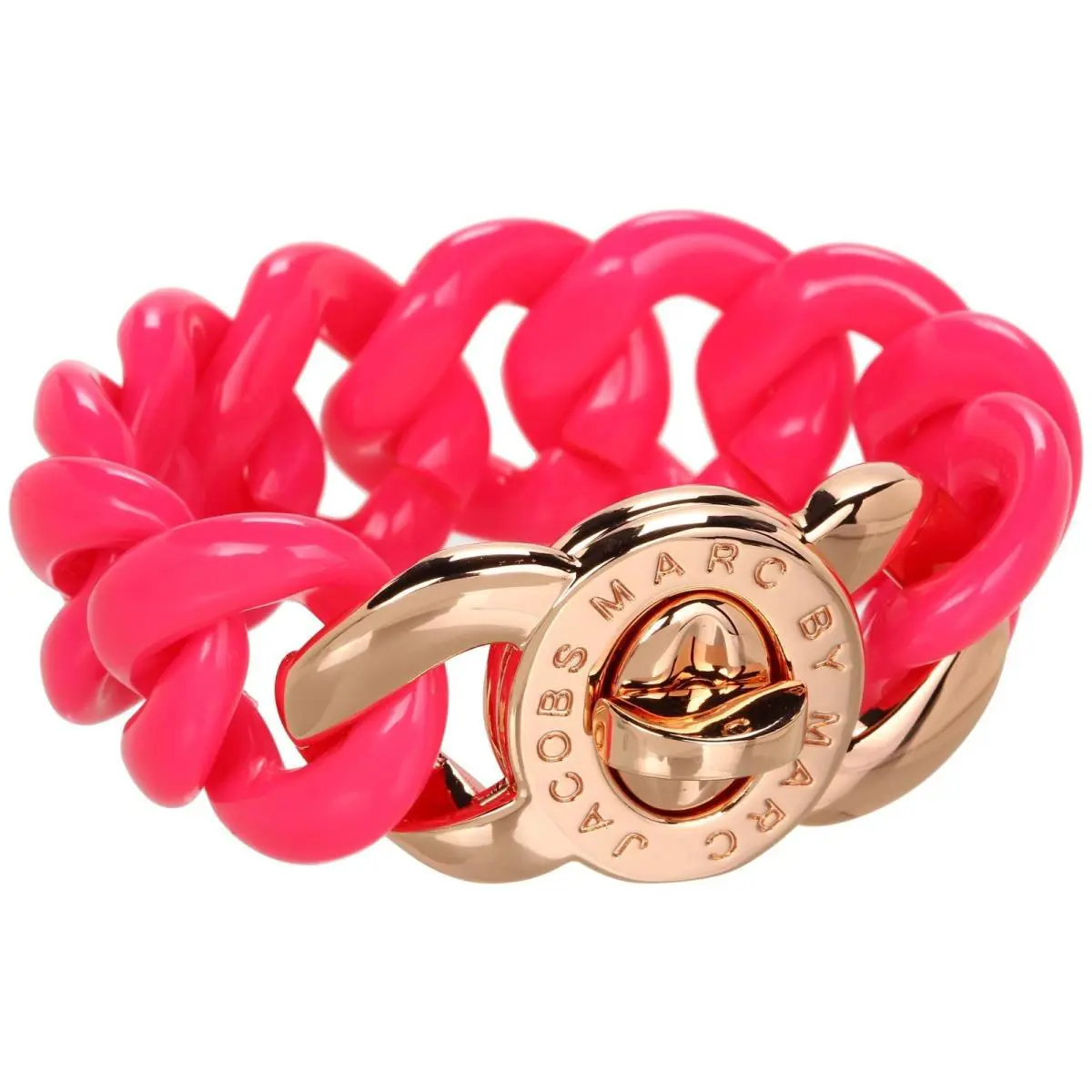 Rose Gold Marc Jacobs Knockout Pink Blacklight Reactive Candy Turnlock Bracelet
