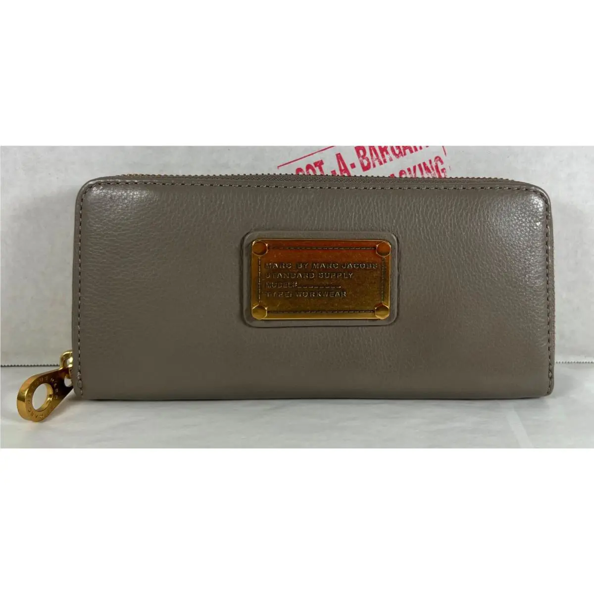 Marc Jacobs Warm Zinc Pebbled Leather Zip Around Long Wallet Coin Purse