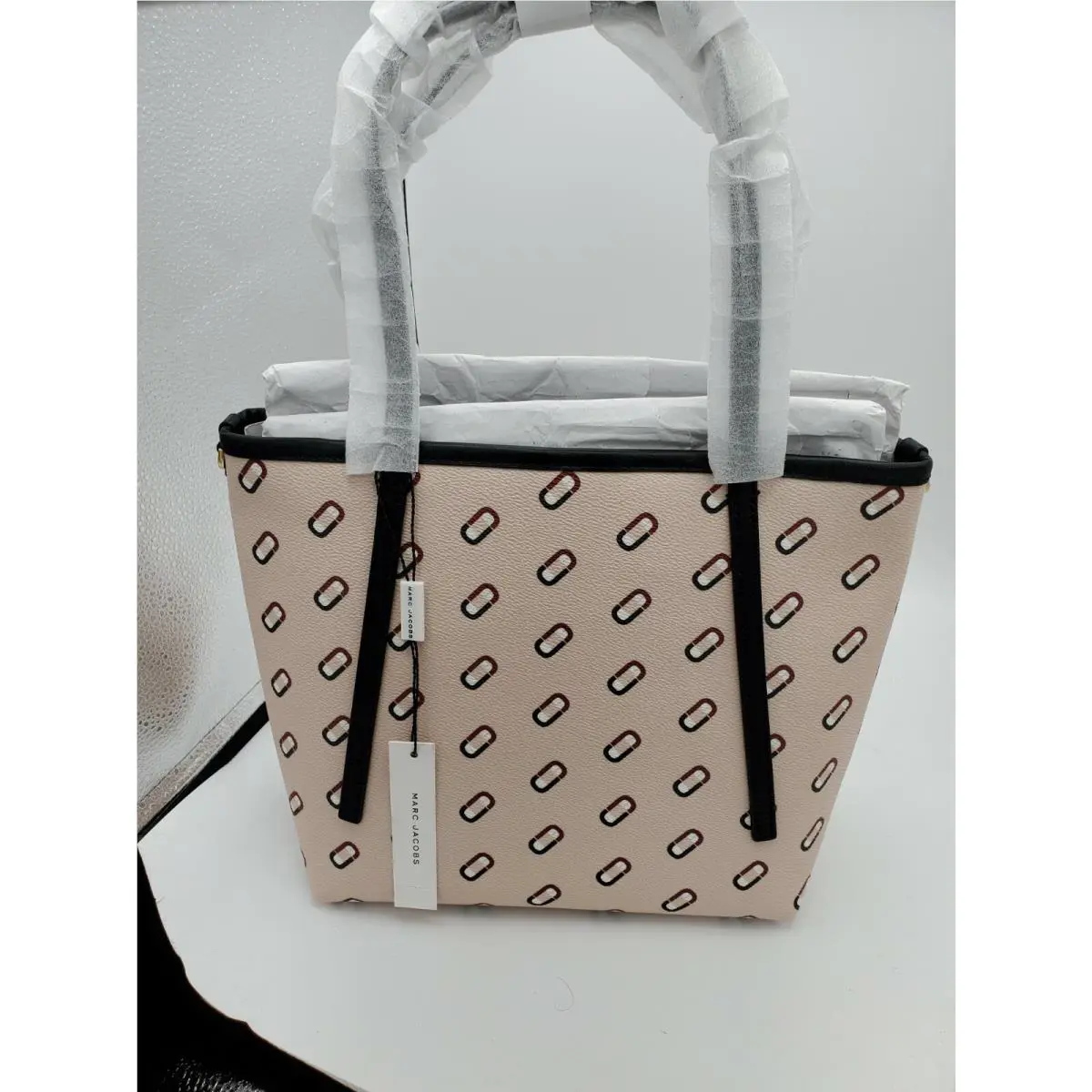 Marc Jacobs Always Full Logo Tote Bag Purse Handbag Beige Rose Multi Scream
