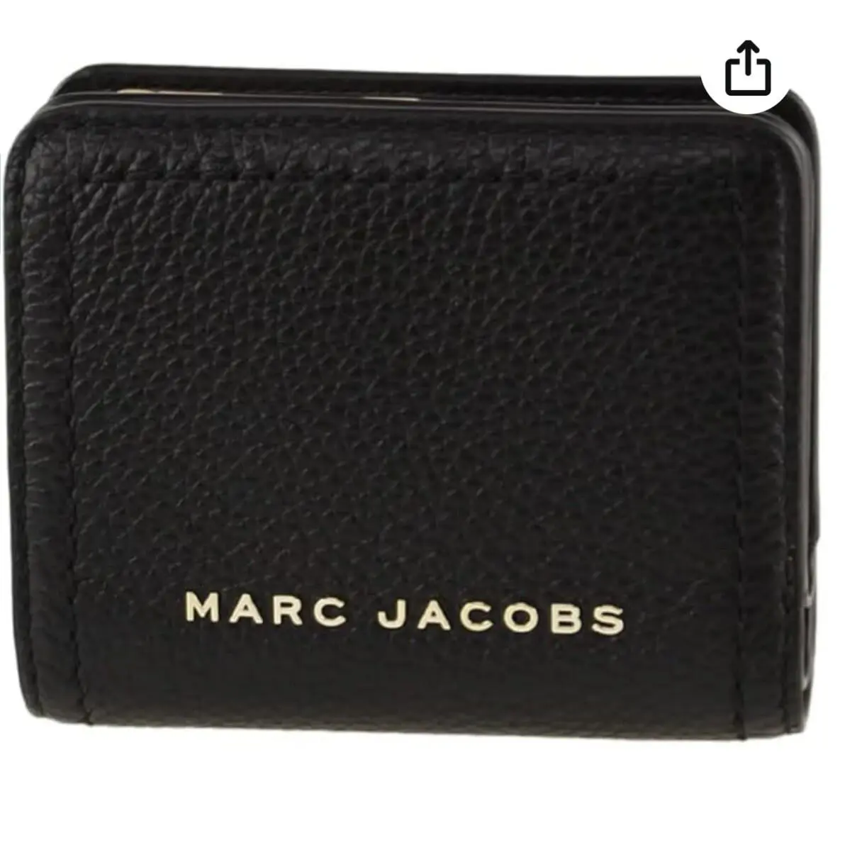 Marc Jacobstop Stitched Compact Zip Black Pebble Leather Wallet Mprs