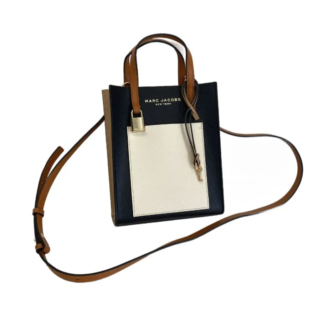 Marc Jacobs H002L03FA22 Black Tan Cream Leather Gold Hardware Mini Women`s Bag