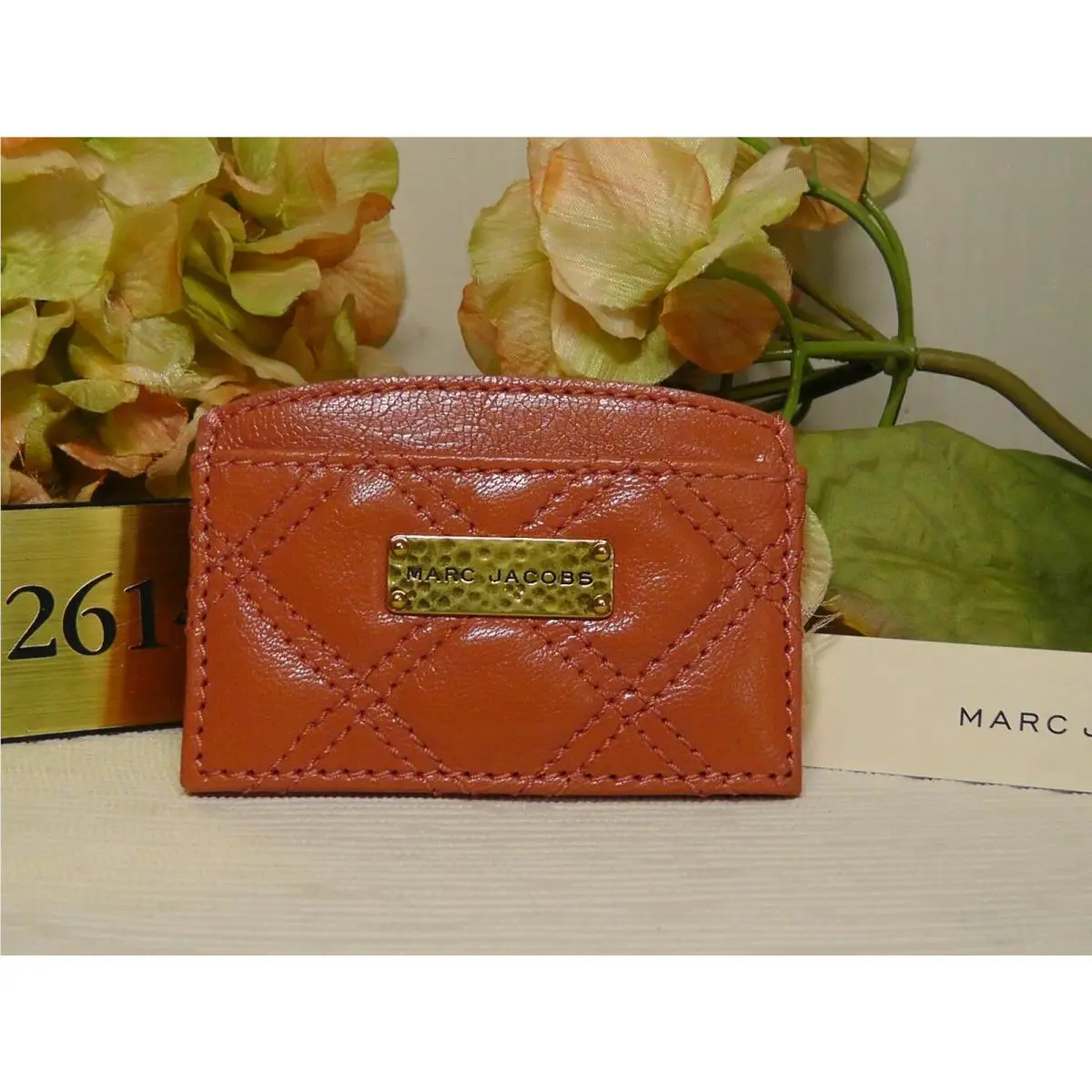 Marc Jacobs Flamingo Quilted Leather Credit Card Case Made IN Italy