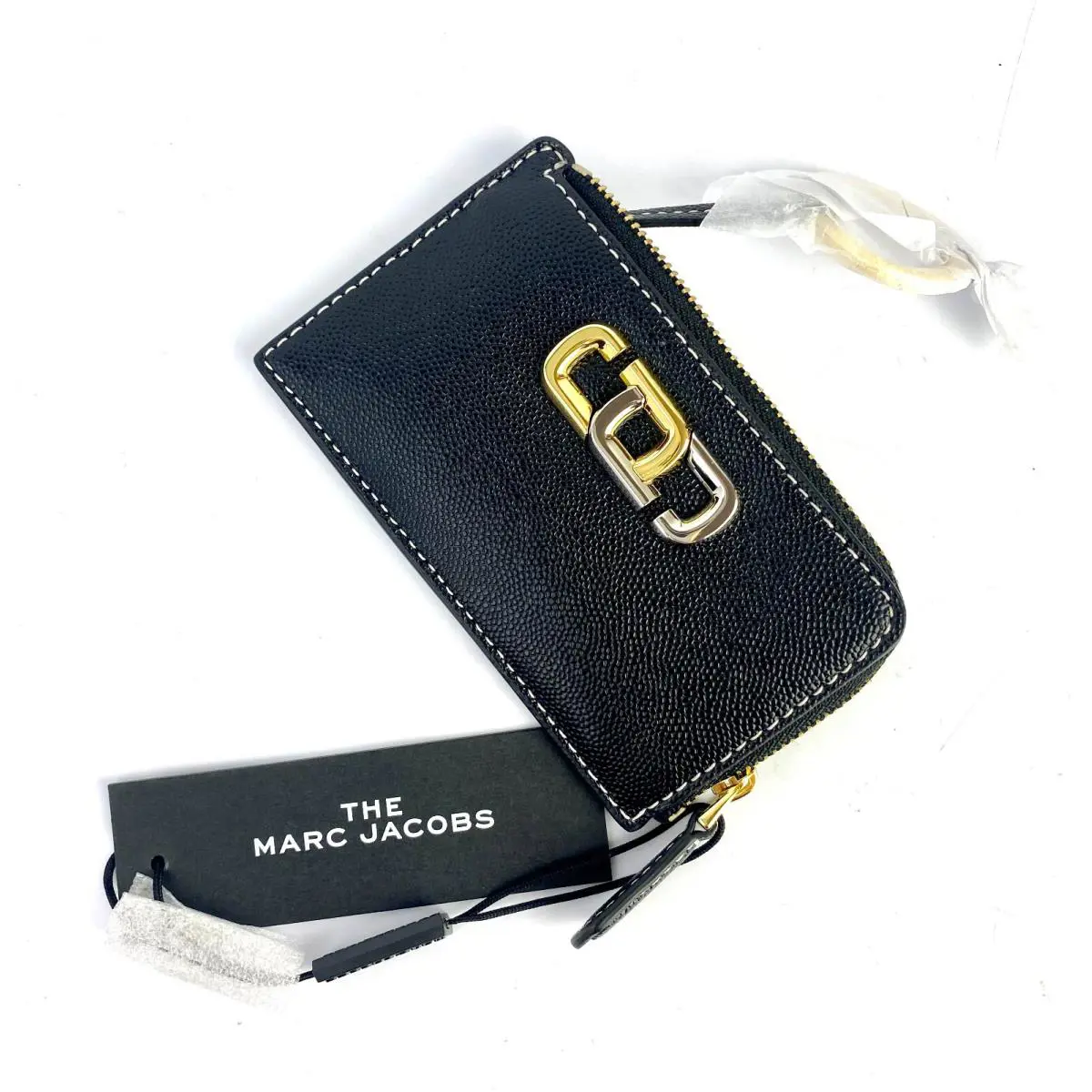 Marc Jacobs J Link Small Black Two Tone Metal Top Zip Womens Wallet M0017056