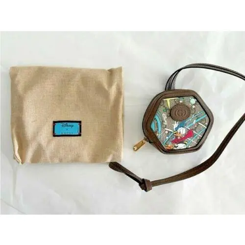 Gucci GG Disney X Donald Duck Zip Pouch Marmont Brown Italy Zip Coin Purse