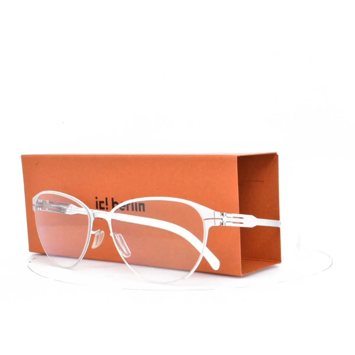 iC Berlin Eyeglasses Kissable Shiny Silver Cat Eye Frame 53-16-145