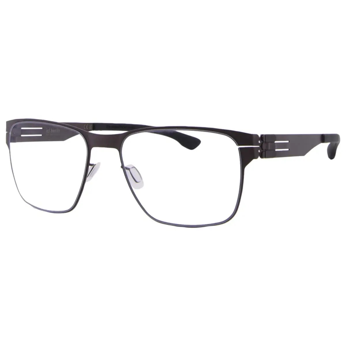 Ic Berlin Hannes-s Eyeglasses Men`s Teak/black Full Rim Square Shape 55mm - Frame: Gray