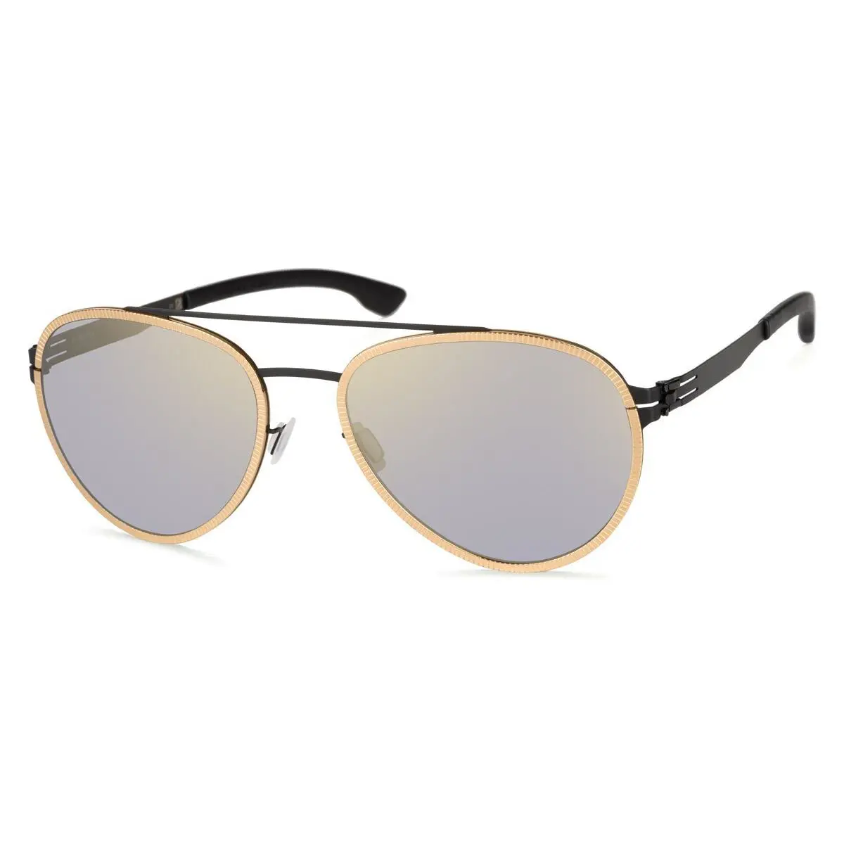 ic Berlin Ferrum Black-rosé-gold Aviator Grey Sunglasses Men 60-19