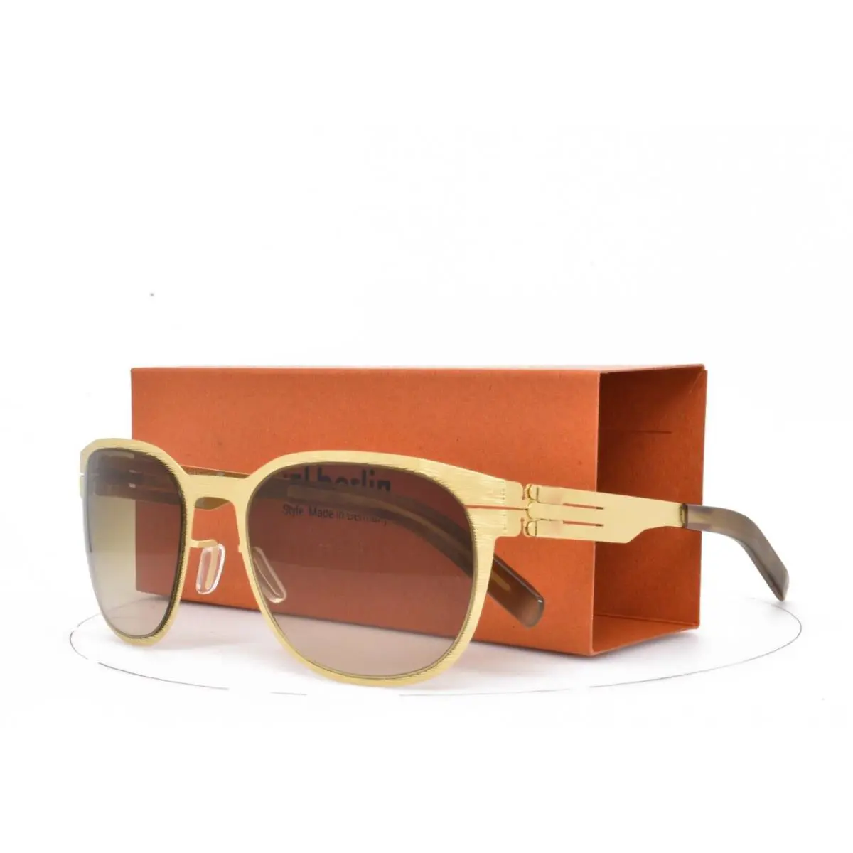 iC Berlin Sunglasses 128 Luftfracht Waved Gold Frame Brown Lens 53-22-145 by ic! berlin