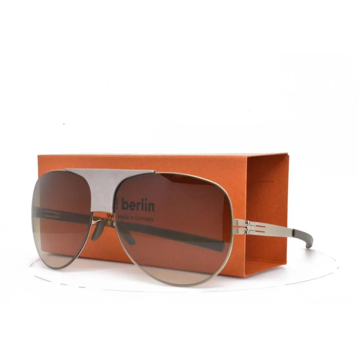 iC Berlin Sunglasses Roadster Light Bronze Cement Aviator Brown Lens 62-16-145 by ic! berlin